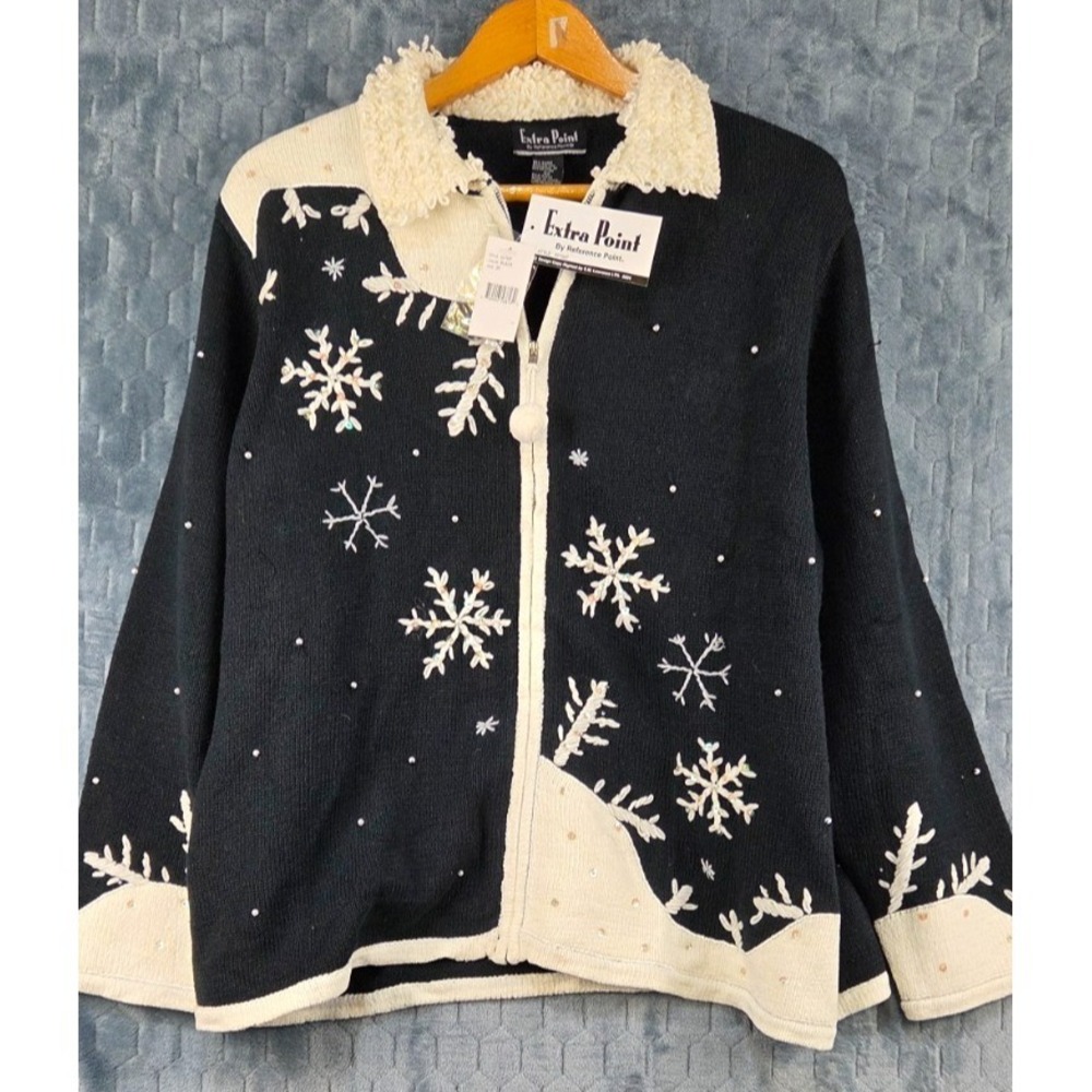 Extra Point By Reference Point Ladies Winter Sweater Size 3X Snowflakes